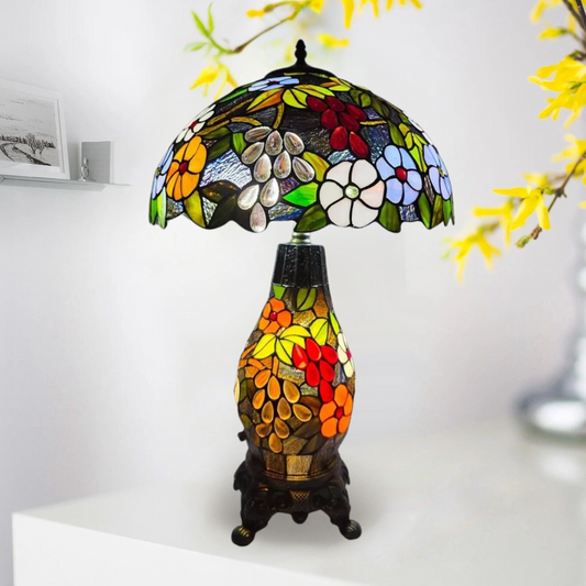 Flower Design Tiffany Style Cluster Table Lamp