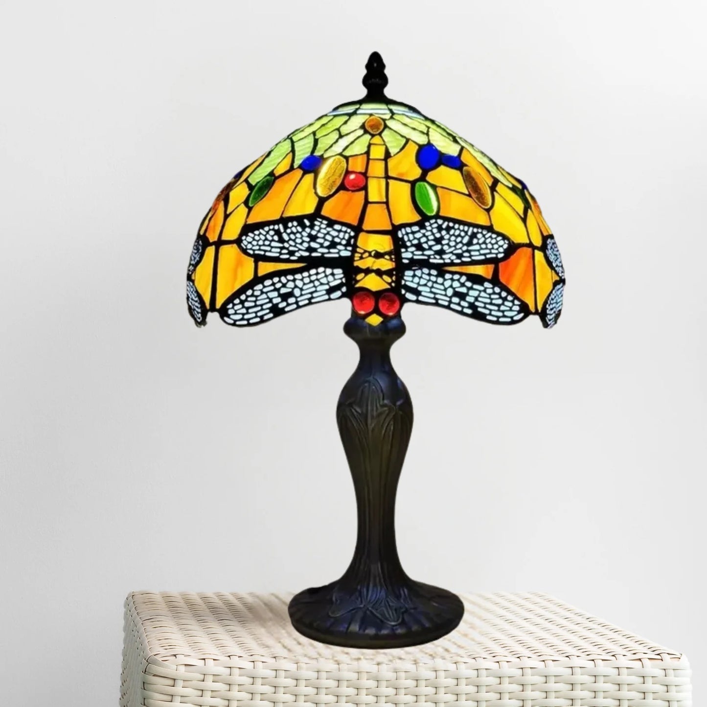 Orange Dragonfly Tiffany Style Table Lamp 10 Inch Lampshade