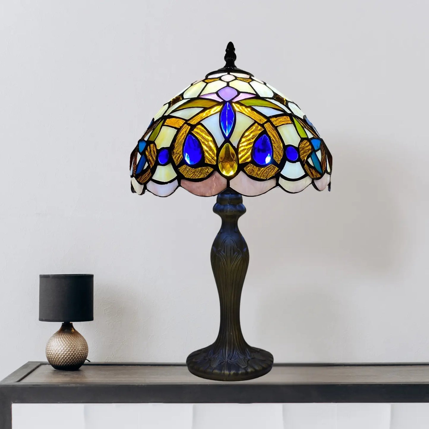 Handmade Stained Glass Tiffany Style Lamp 10 Inch