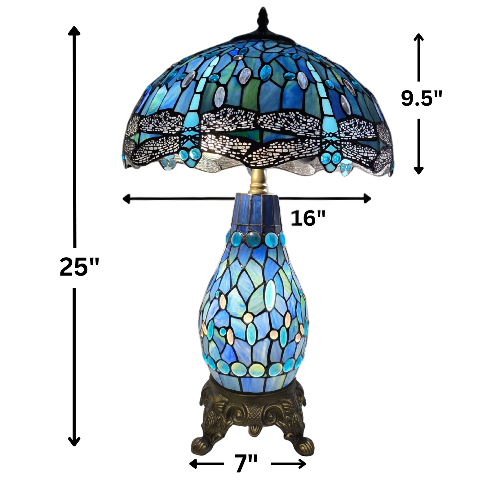 Blue & Black Tiffany Style Cluster Table Lamp