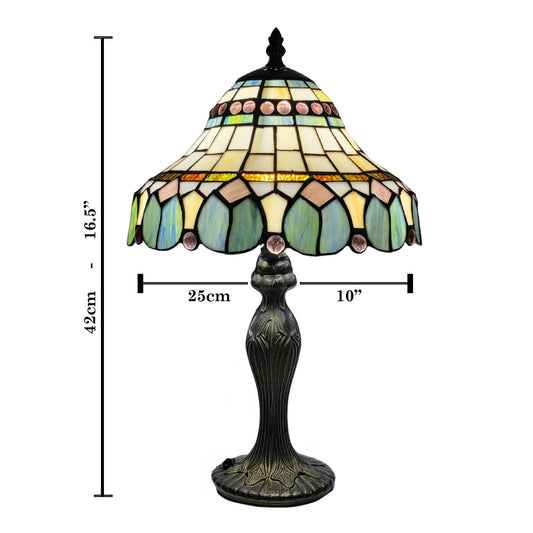 Vintage Tiffany Style 10 Inch Table Lamp Multicolor