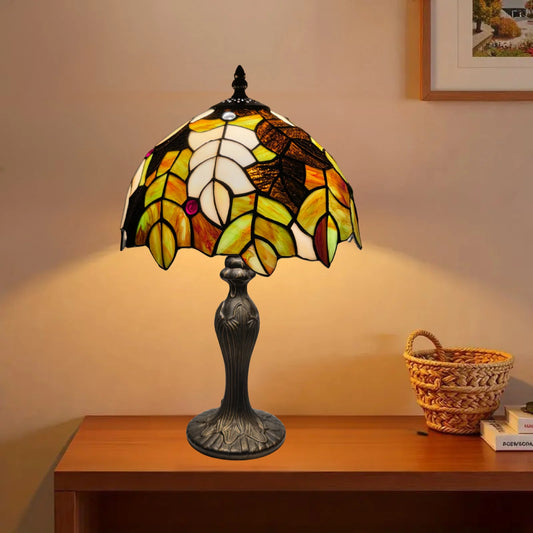 10 Inch Tiffany Style Leave design Stained Glass Table Lamp