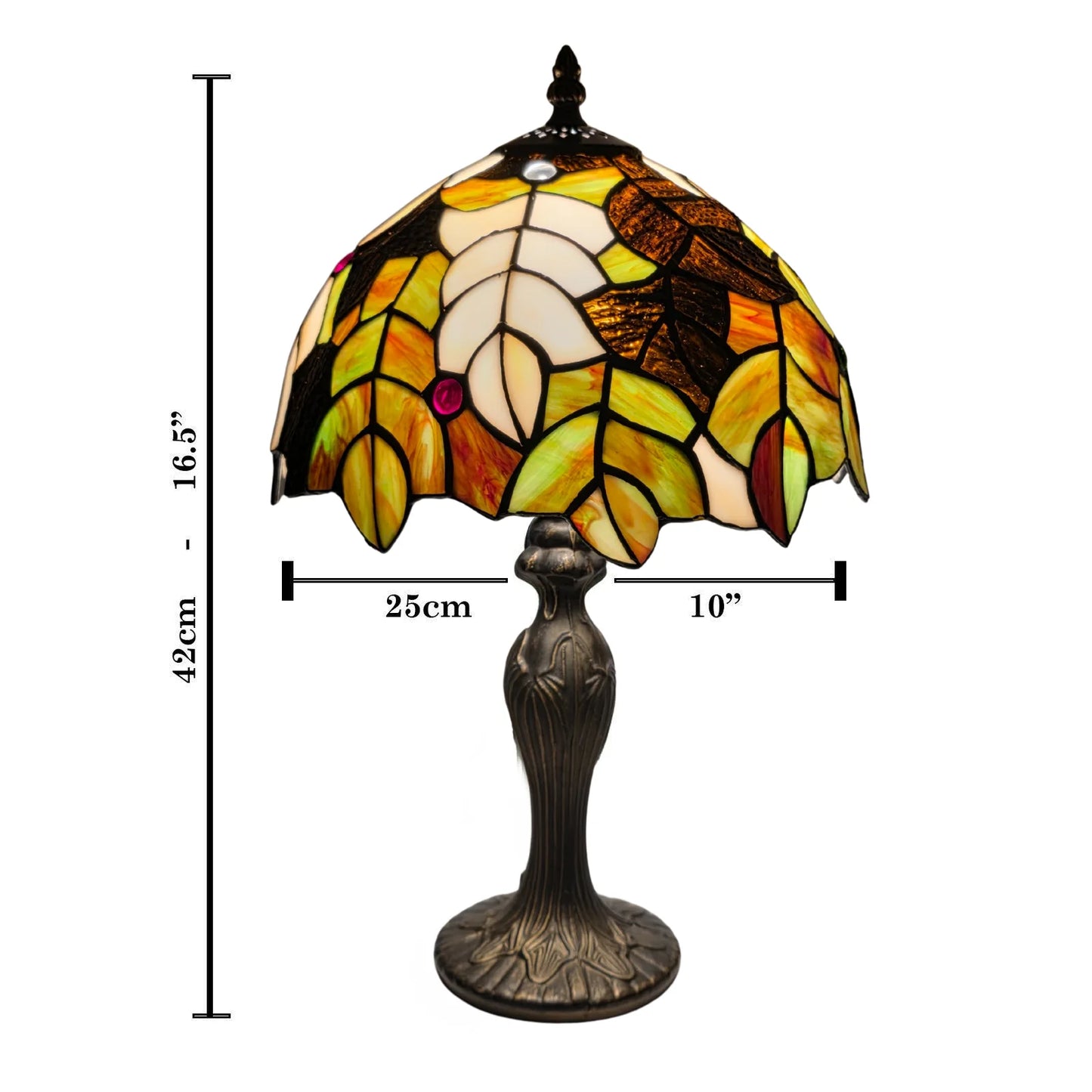 10 Inch Tiffany Style Leave design Stained Glass Table Lamp
