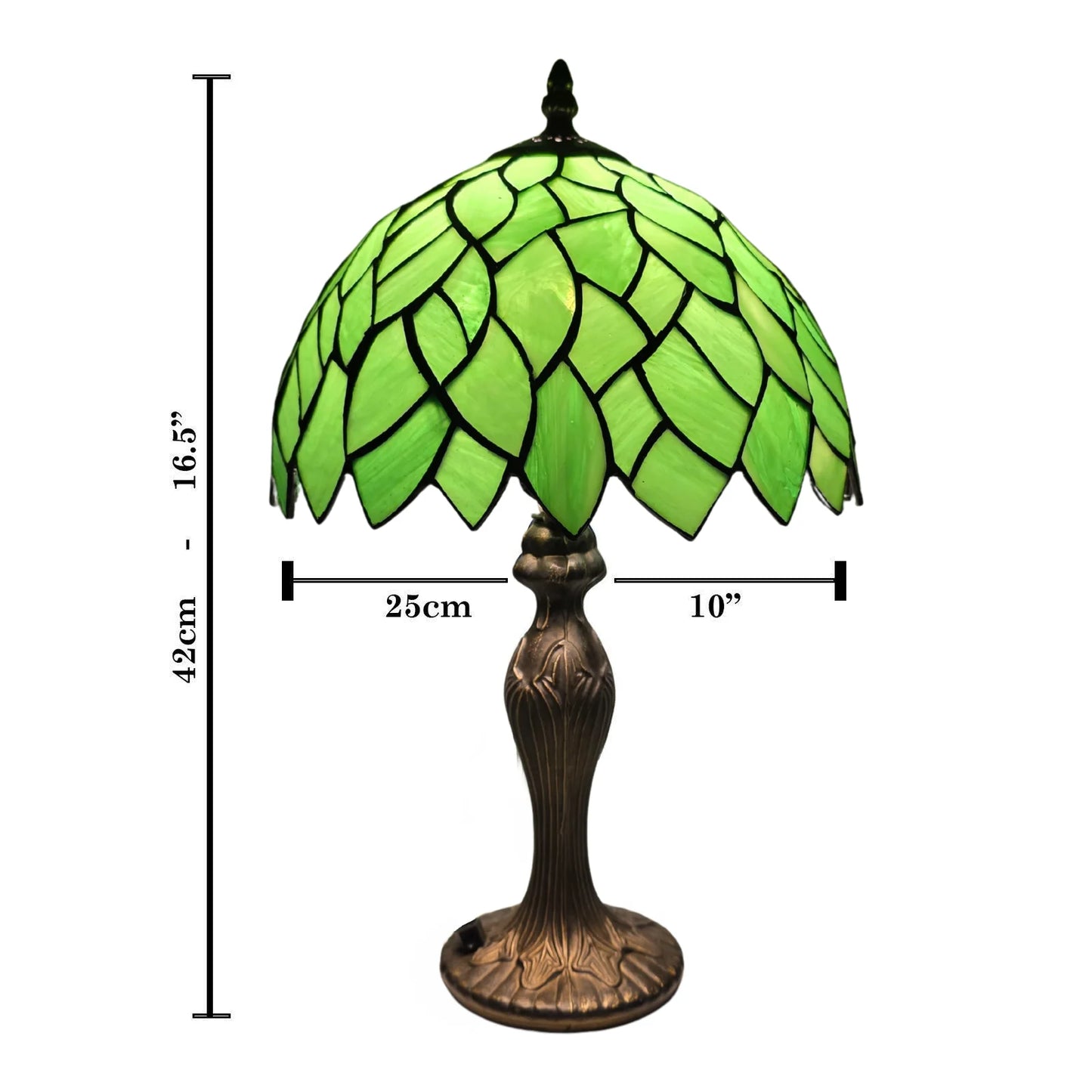Green Tiffany Style Stained Glass 10 Inch Table Lamp