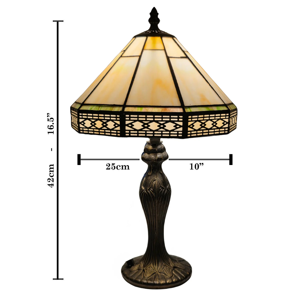 10 Inch Hexagonal Design Tiffany Style Stained Glass Table Lamp