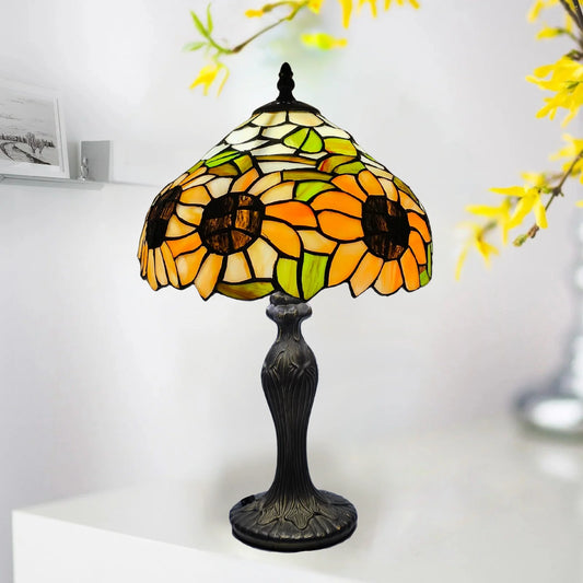 10 Inch Sunflower Tiffany Style Stained Glass Table Lamp