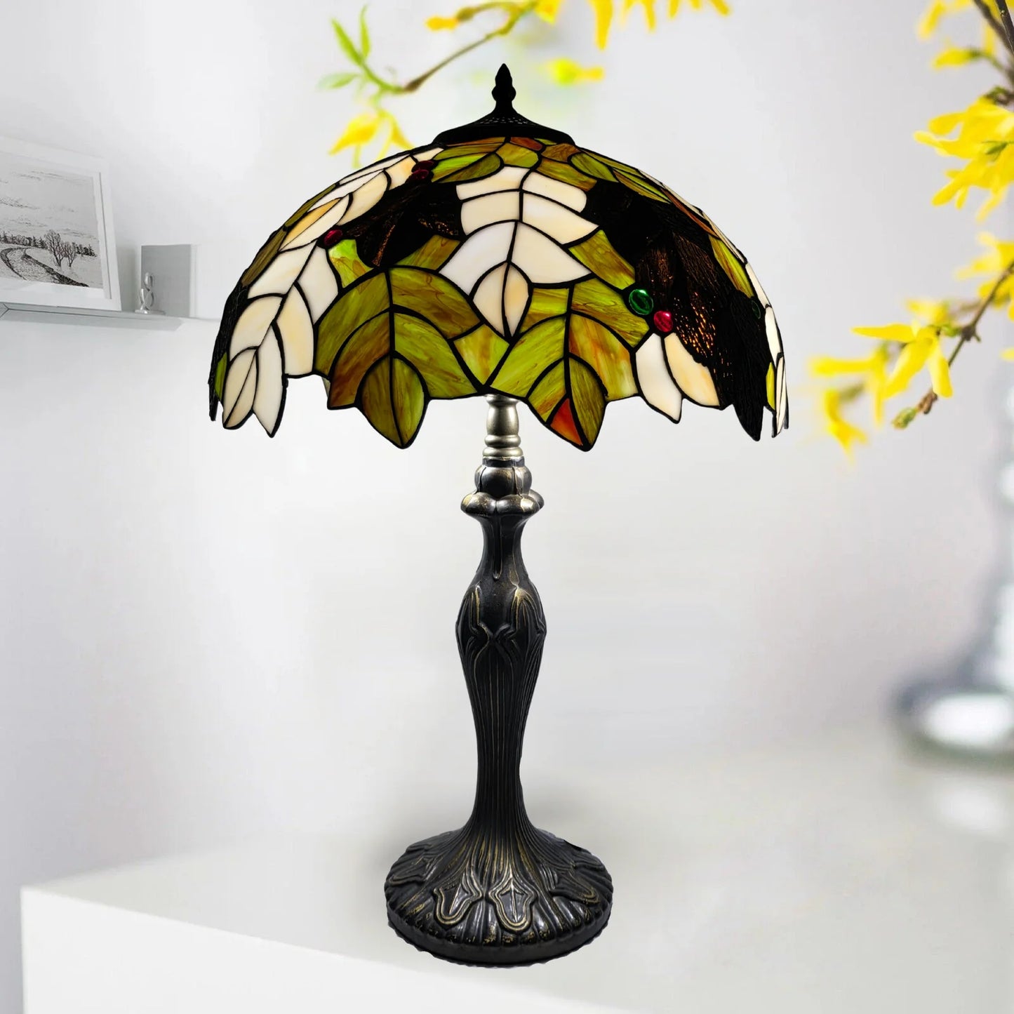 16 Inch Leave design Tiffany Style Table Lamp