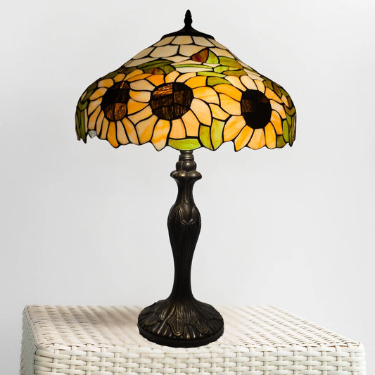 Sunflower Design Tiffany Style Table Lamp 16 Inch Lampshade