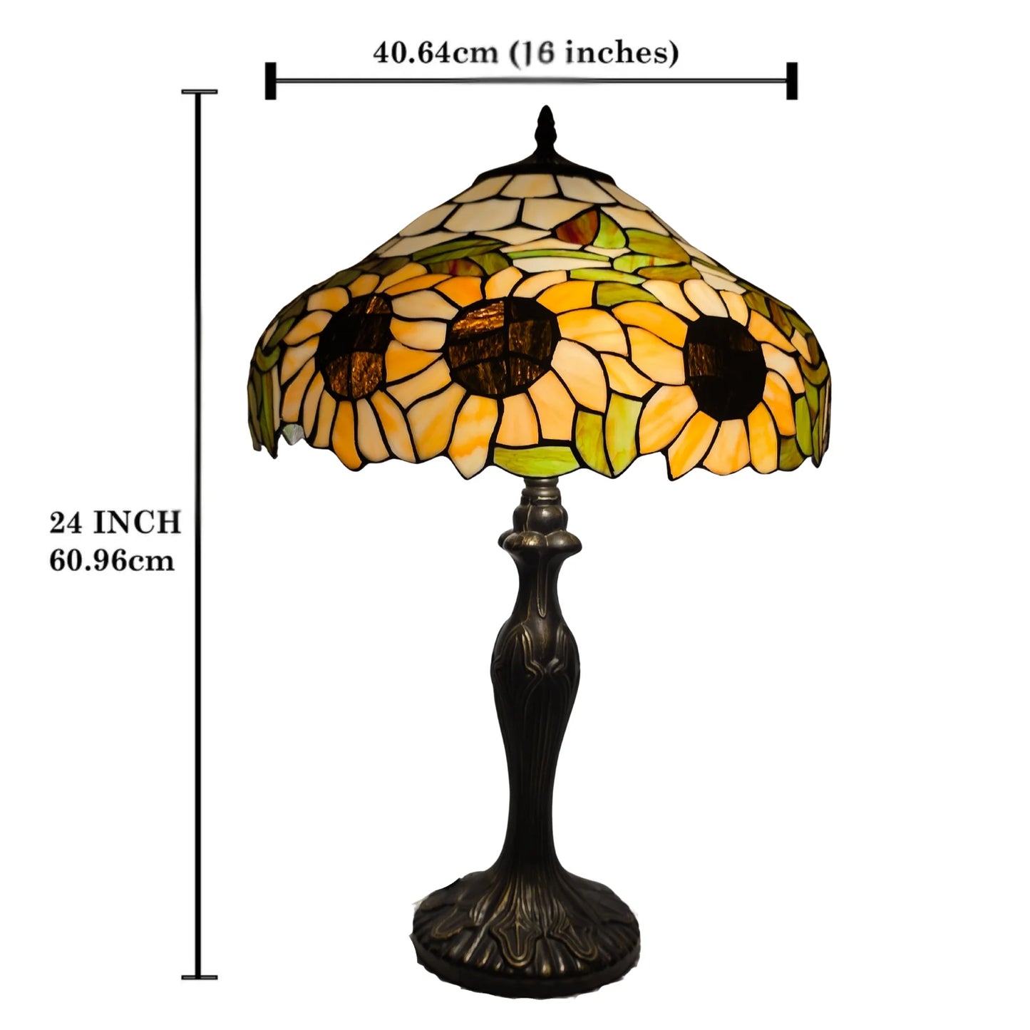 Sunflower Design Tiffany Style Table Lamp 16 Inch Lampshade