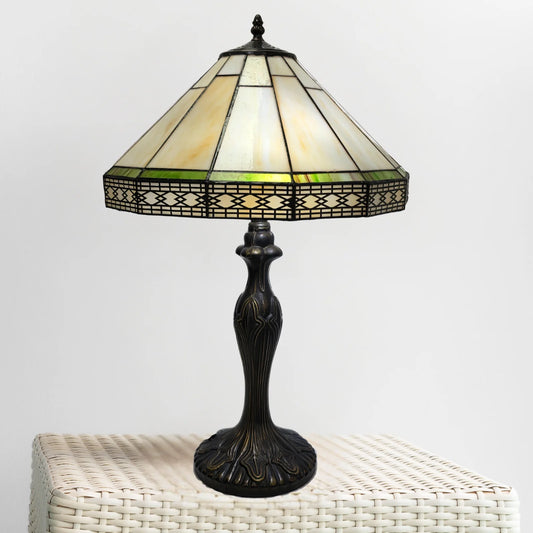 16 Inch Hexagonal Design Tiffany Style Table Lamp Stained Glass Lampshade