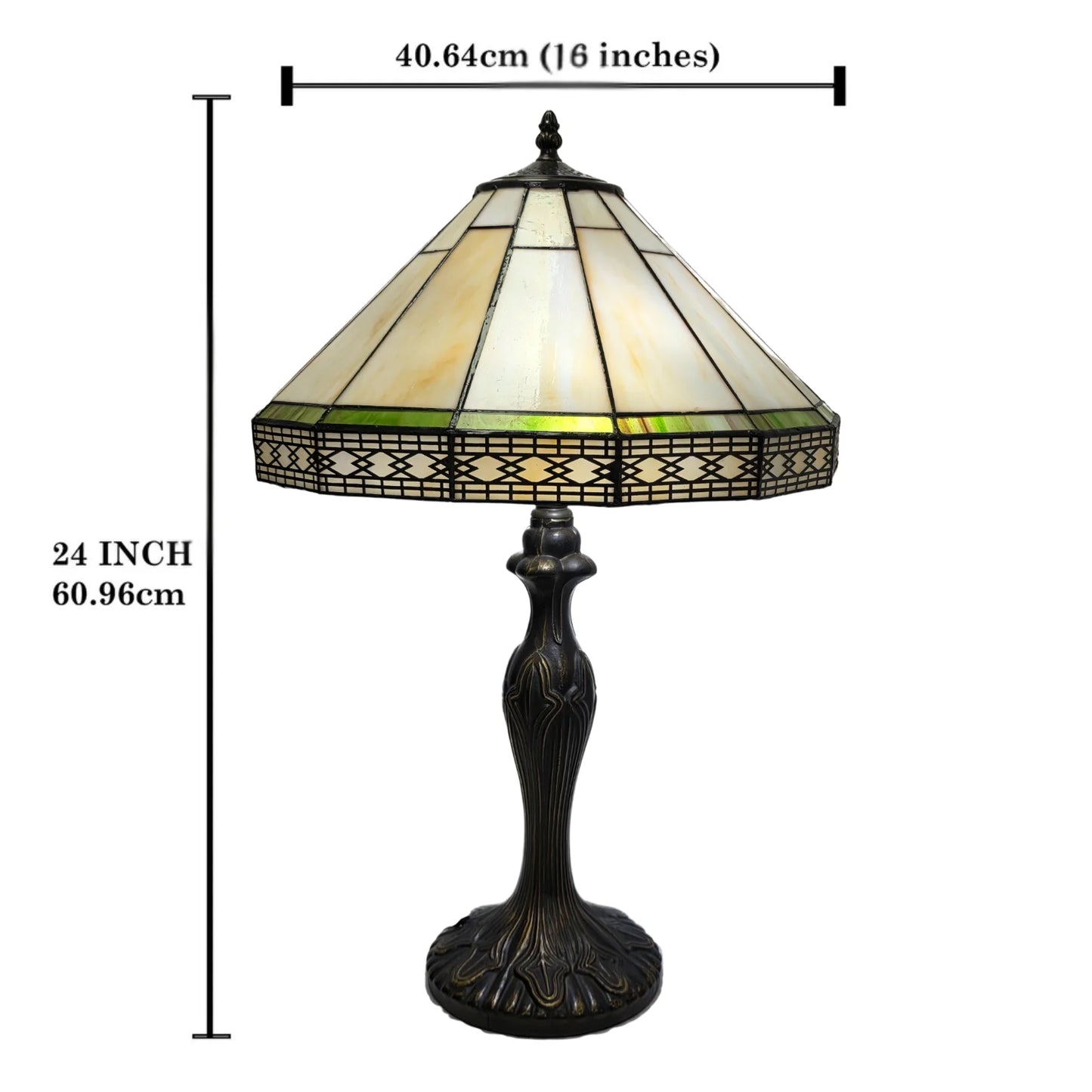 16 Inch Hexagonal Design Tiffany Style Table Lamp Stained Glass Lampshade