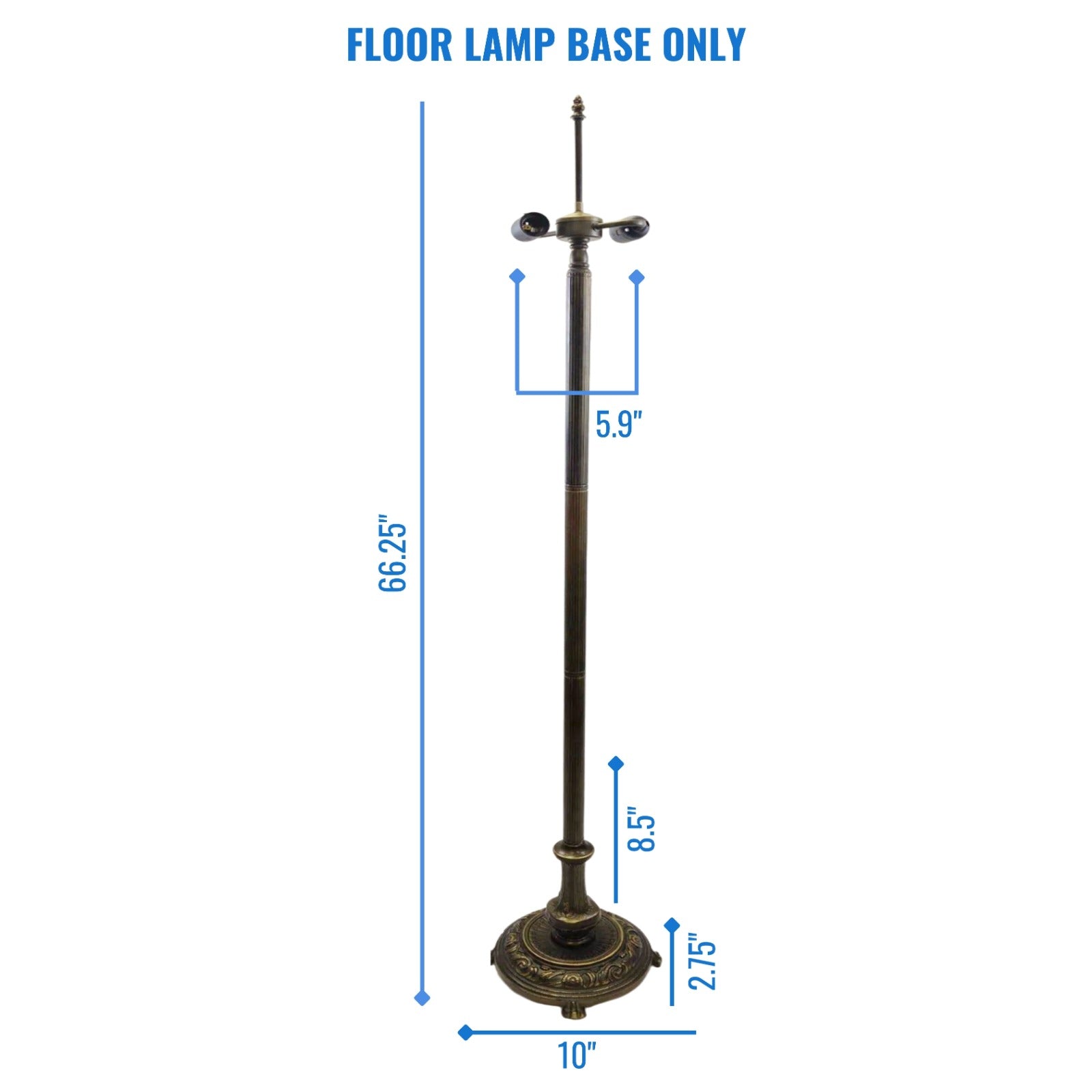 Tiffany Floor Lamp Base Traditional Metal Antique Brass