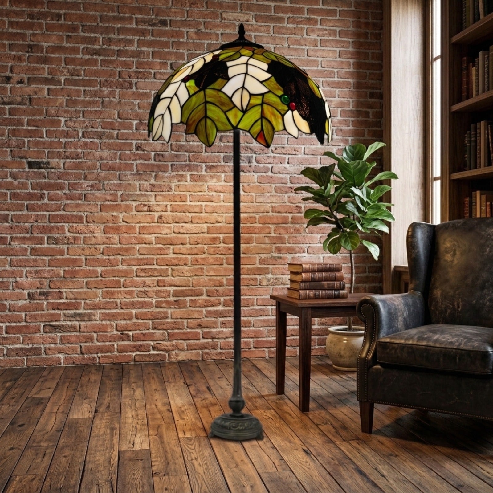 Leaves Design Tiffany Style Standard Lamp