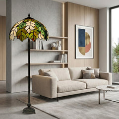 Leaves Design Tiffany Style Standard Lamp