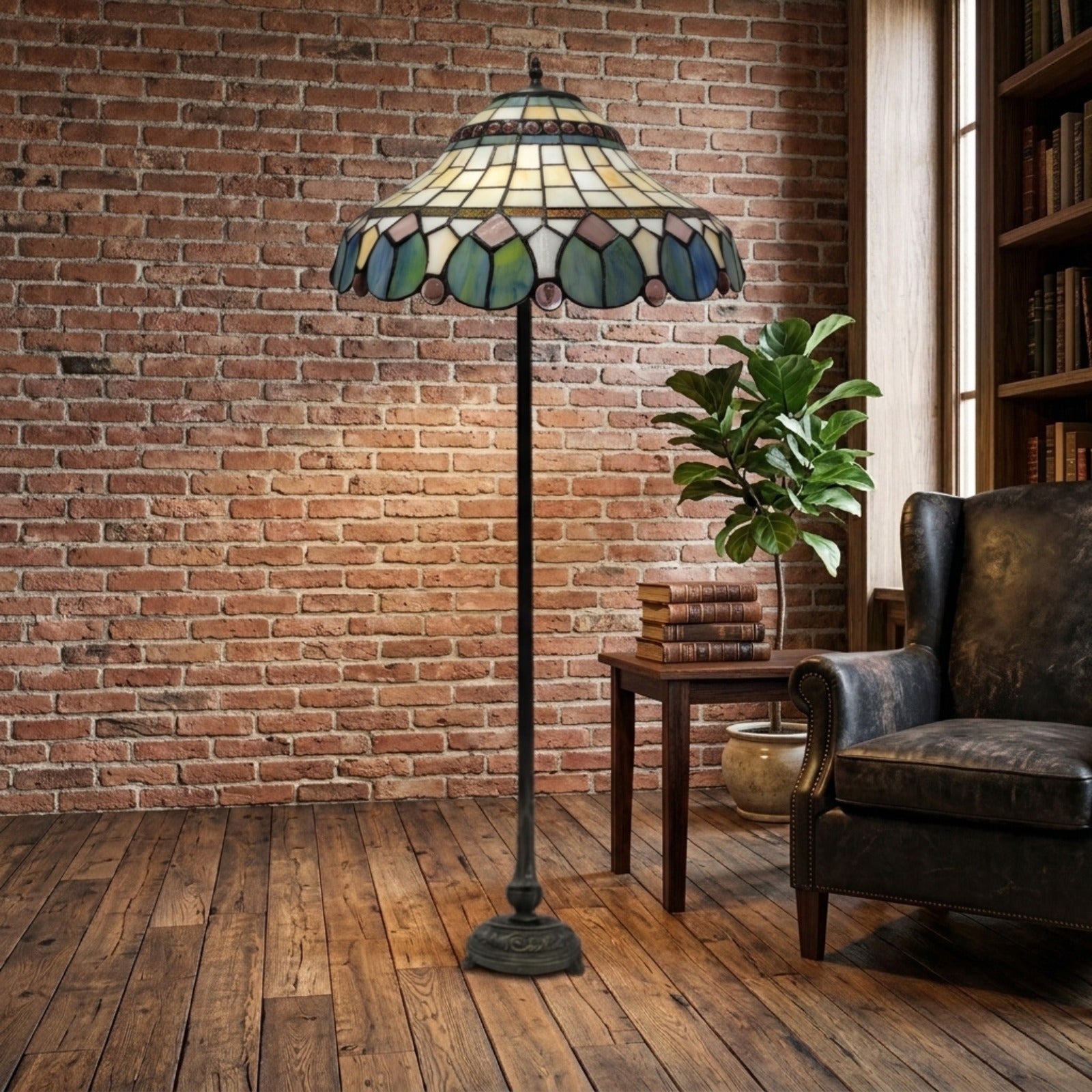 Multicolor Tiffany Style Standard Lamp Stained Glass
