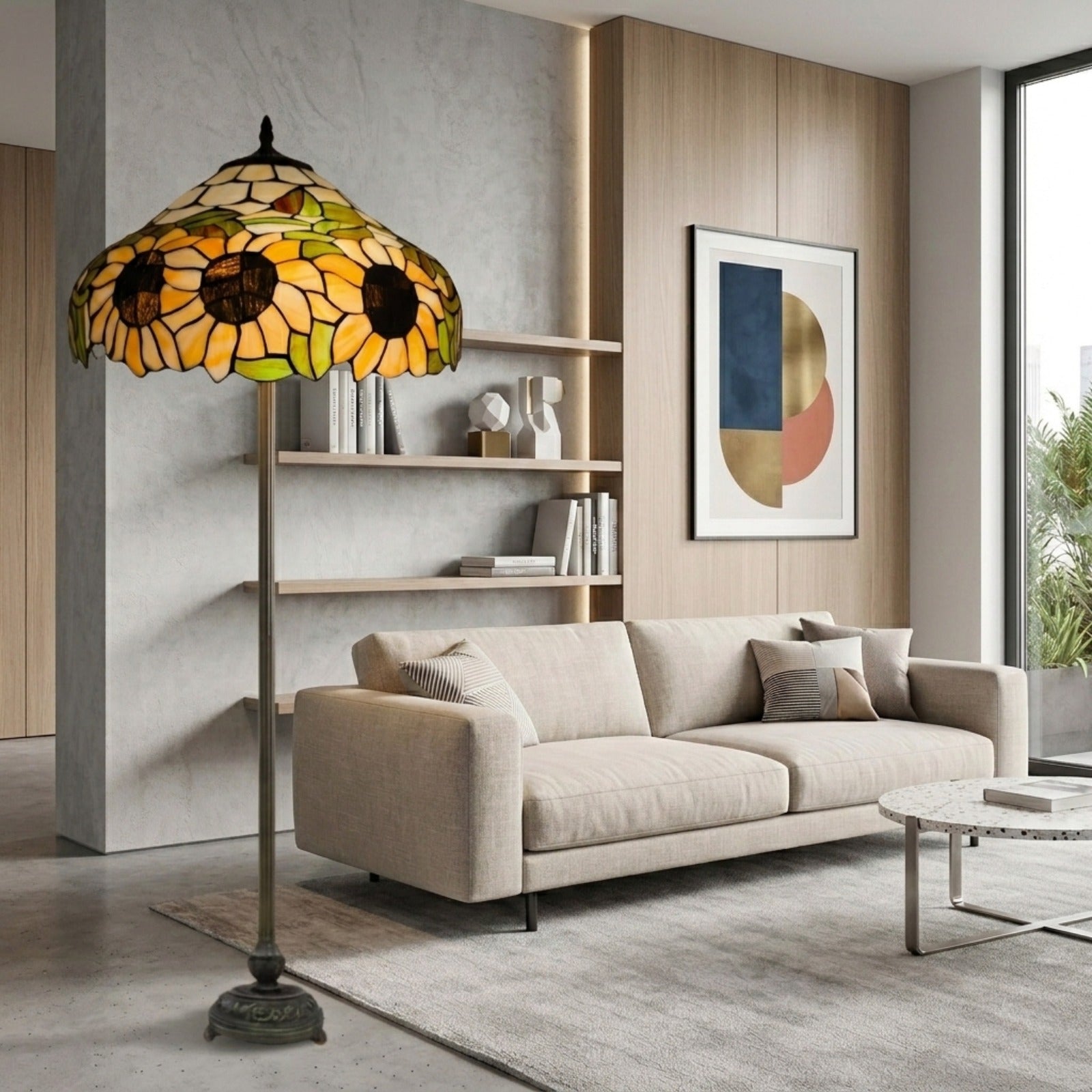 Sunflower Design Tiffany Style Foor Lamp