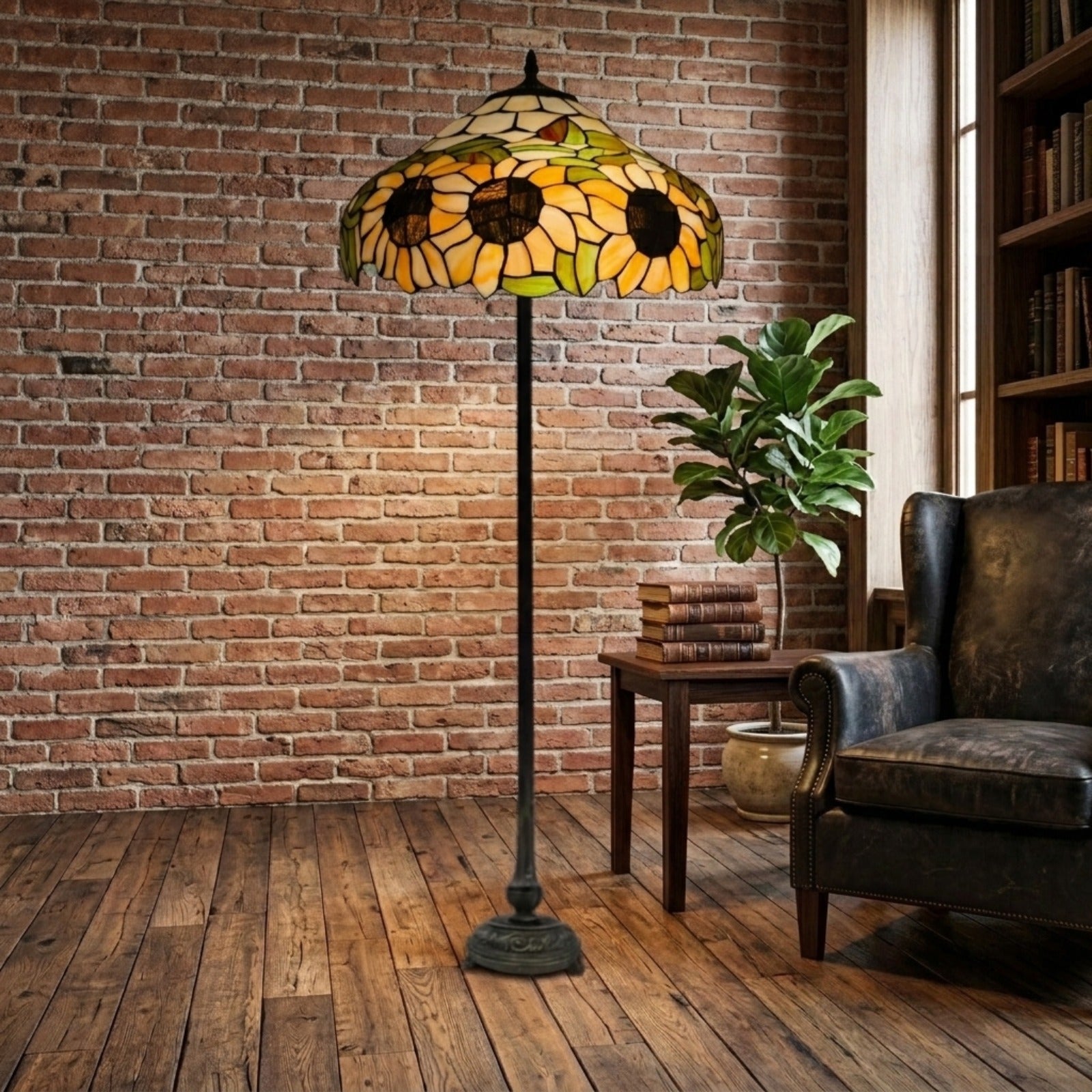 Sunflower Design Tiffany Style Foor Lamp