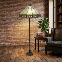 Hexagonal Stained Glass Tiffany Style Standard Lamp