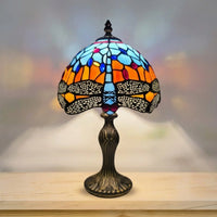Blue And Orange 8 Inch Tiffany Style Table Lamp