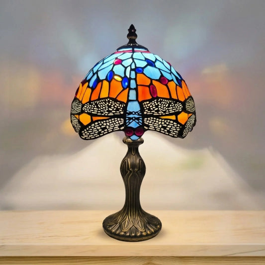 Blue And Orange 8 Inch Tiffany Style Table Lamp