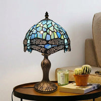 8 Inch Dragonfly Design Stained Glass Table Lamp