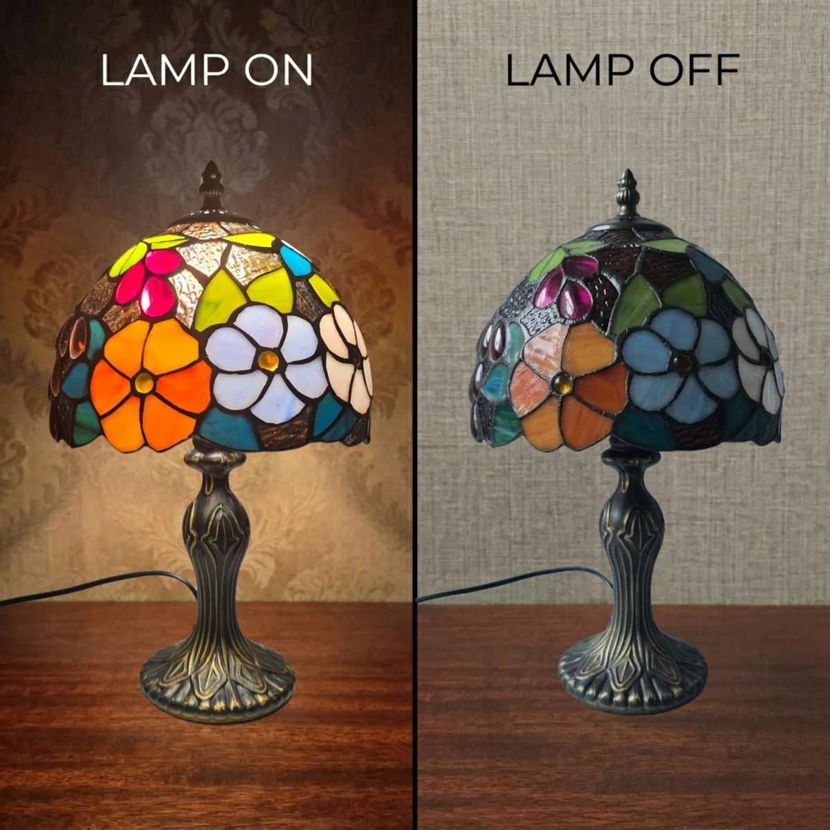 8 Inch Flower Design Tiffany Style Table Lamp
