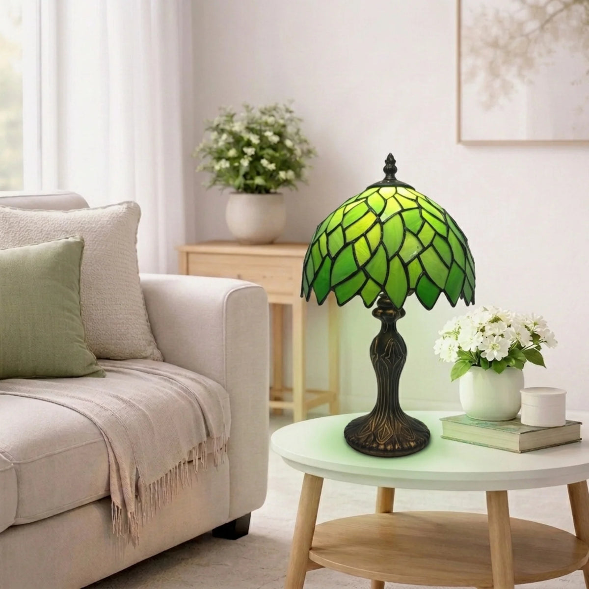 8 Inch Green Tiffany Style Table Lamp