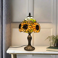 Sunflower Design Tiffany Style Stained Glass 8 Inch Table Lamp