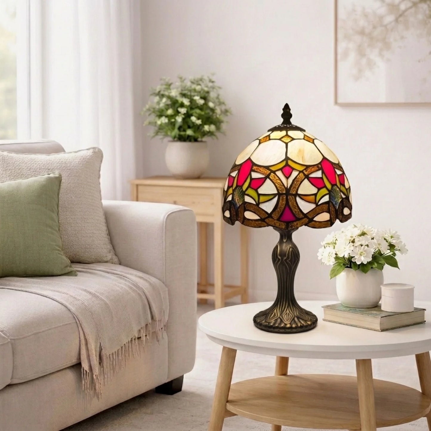 8 Inch Stained Glass Tiffany Style Table Lamp