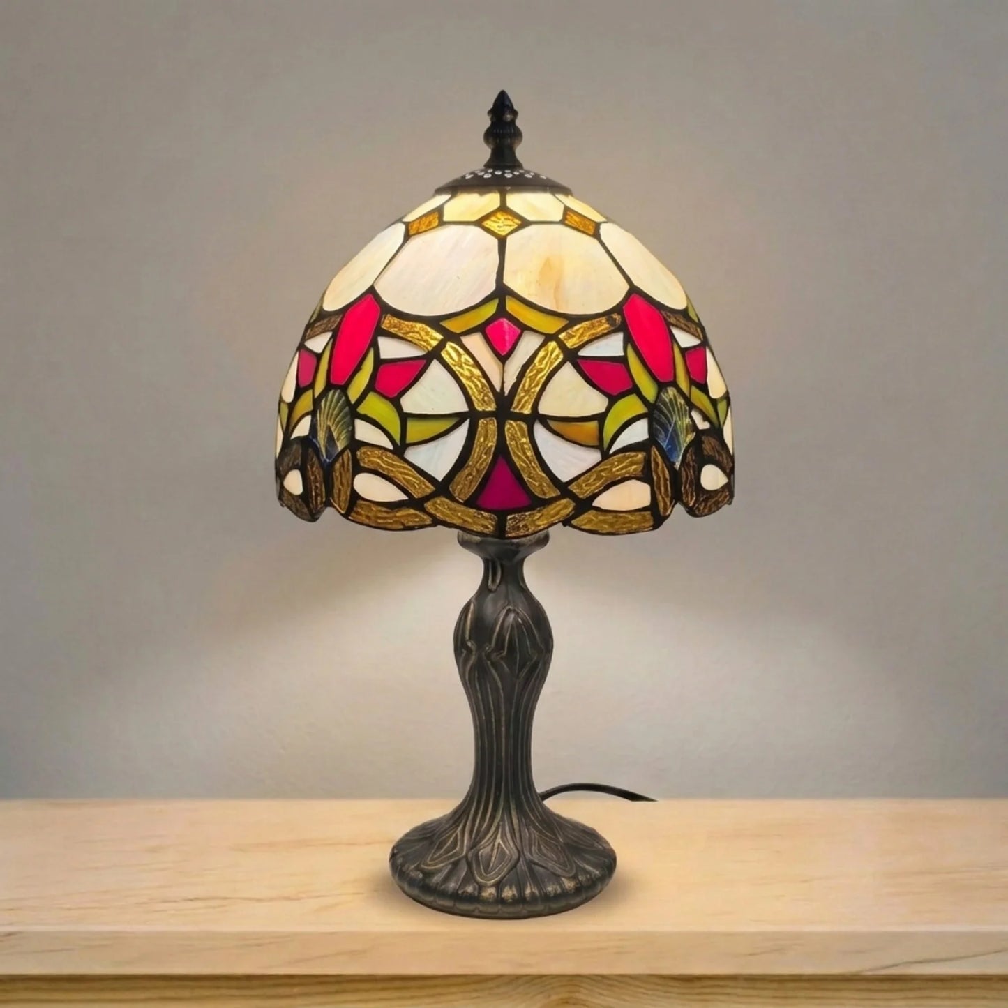 8 Inch Stained Glass Tiffany Style Table Lamp