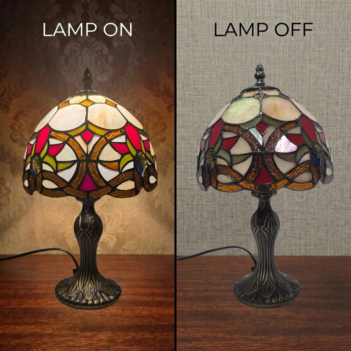 8 Inch Stained Glass Tiffany Style Table Lamp