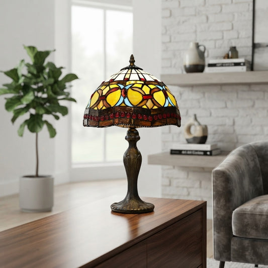 10 Inch Tiffany Style Handmade Stained Glass Table Lamp Multicolor