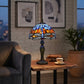 Vintage Tiffany Style Table Lamp Dragonfly Style 10 inch blue and orange Glass