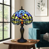 Tiffany Table Lamp Dragonfly Style Handmade 10 inch Stained Glass Multicolor UK