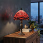Red Dragonfly Tiffany Style Table Lamp Stained Glass Shade For Home Decoration