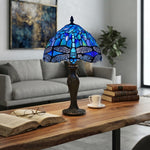 Blue Dragonfly Stained Glass Tiffany Style Table Lamp