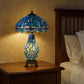 Blue & Black Tiffany Style Cluster Table Lamp