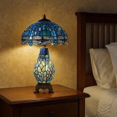 Blue & Black Tiffany Style Cluster Table Lamp
