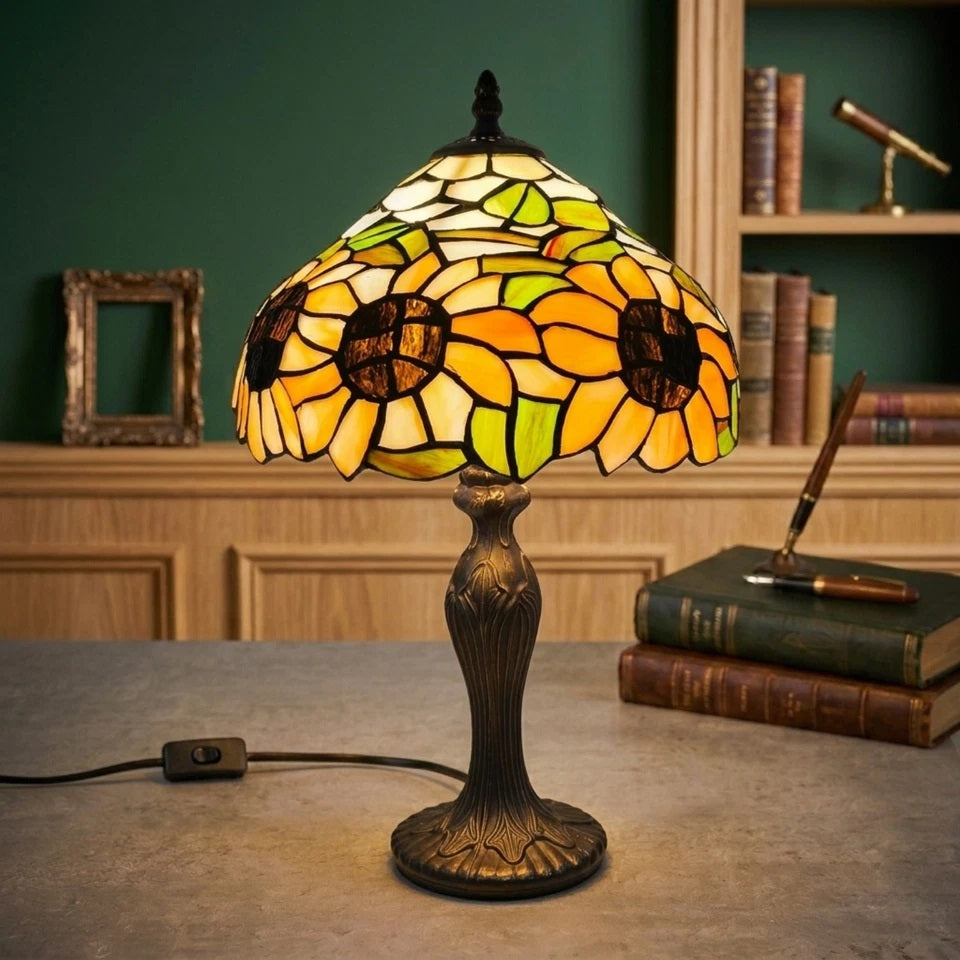 10 Inch Sunflower Tiffany Style Stained Glass Table Lamp