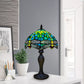 10 inch Greenish Color Tiffany Style Table Lamp Green Dragonfly Style Multicolor Stained Glass