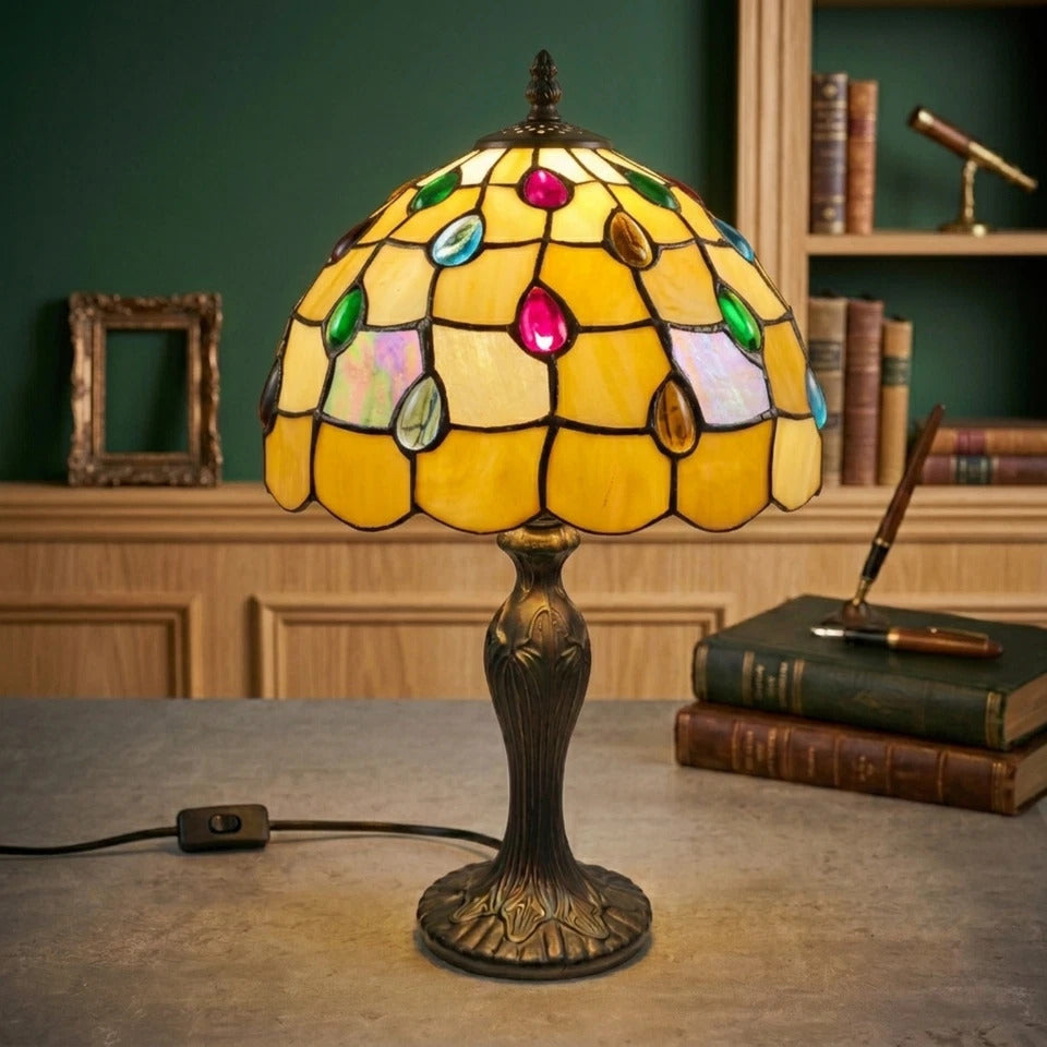 Tiffany Style Desks Lamp Stained Glass Handcrafted Art Bedside Lamp