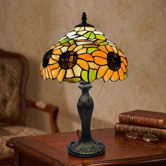 10 Inch Sunflower Tiffany Style Stained Glass Table Lamp