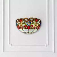 Multicolor Wall Lamp Tiffany Style Light Stained Glass Handcrafted Uplighter Lamp