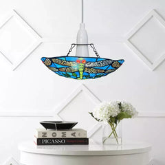 12 inch Multicolor Tiffany Pendant Lamp Dragonfly Shade Stained Glass
