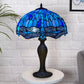 16 Inch Blue & Black Tiffany Style Handcrafted Table Lamp