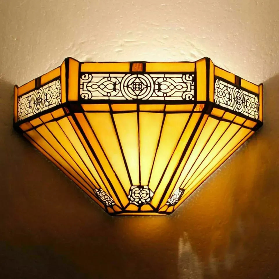 Tiffany Style Wall Lamp Handcrafted Stained Glass Uplighter Night Lamp