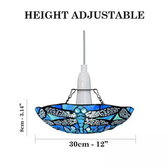 12 inch Blue Dragonfly Tiffany Pendant Lamp Stained Glass