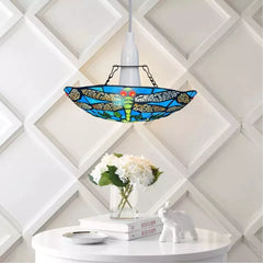 12 inch Multicolor Tiffany Pendant Lamp Dragonfly Shade Stained Glass