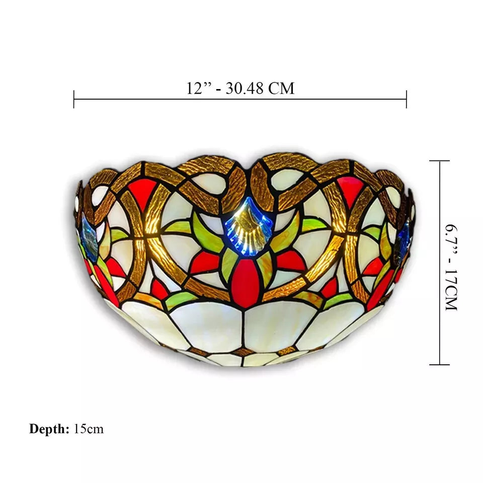 Multicolor Wall Lamp Tiffany Style Light Stained Glass Handcrafted Uplighter Lamp
