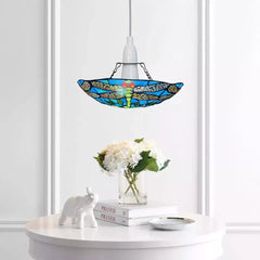 12 inch Multicolor Tiffany Pendant Lamp Dragonfly Shade Stained Glass
